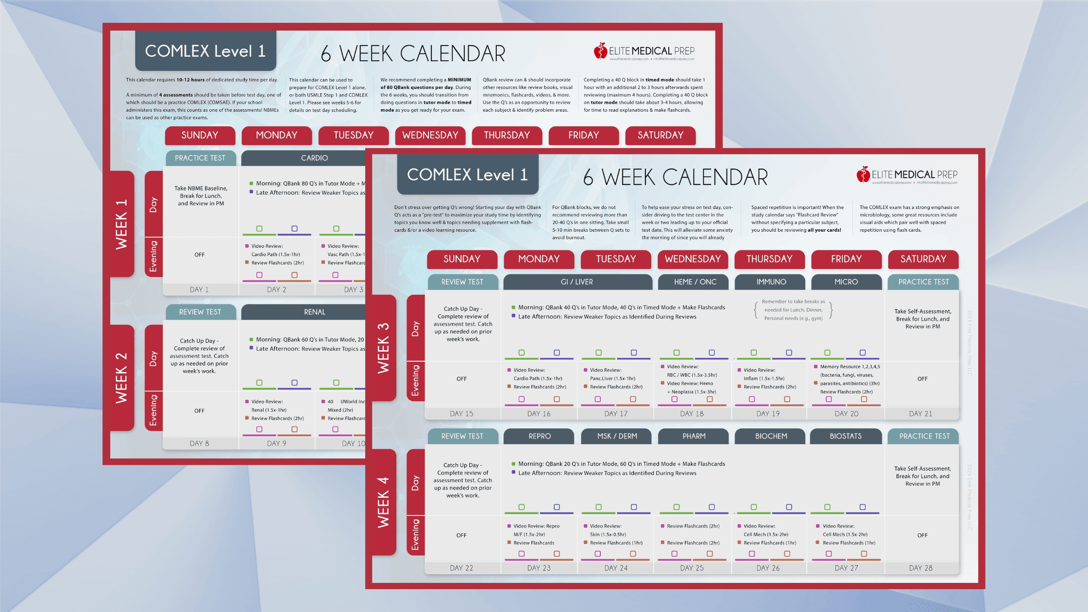 6-week Study Planner preview image for COMLEX Level 1 by Elite Medical Prep.